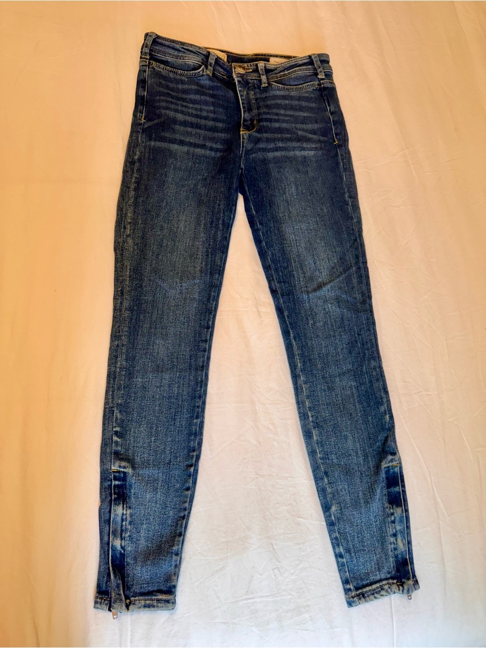 Anthropologie Pilcro High Rise Skinny Jeans 26 Ankle Zip Medium Wash